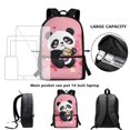 thumbnail image 6 of Uourmeti Rich Texture Backpack for Shopping Travel, 17 Inch Durable Fabric Daypack, Panda Bubble Tea, 6 of 6