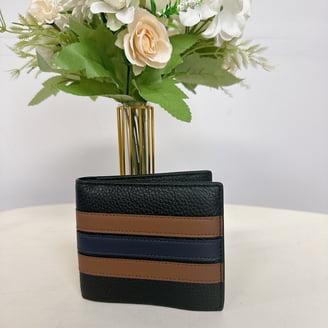 B-458 COACH 三つ折財布 ブラック レザー バックル 001 COACH Men's 3-In-1 Wallet (Signature Canvas, Black - Black