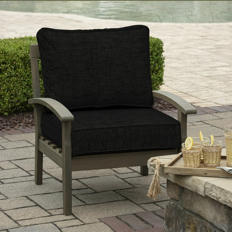 Arden Selections ProFoam Performance Outdoor Deep Seating Cushion Set 24 x 24 UV Water Resistant Black Leala Walmart