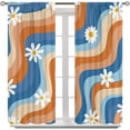 thumbnail image 7 of Retro 70s Curtains, Vintage Hippie 60s Abstract Flower Daisy Blue Orange Groovy Pastel Spiral Funky Colorful Print Window Curtains for Girls Bedroom Living Room 52x84in, 7 of 7