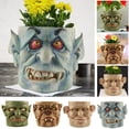thumbnail image 1 of Jardinera de suculentas Funny Face con drenaje • maceta de resina de 7,5x5,9 pulgadas para cactus y hierbas • regalo de decoración interior y exterior, 1 of 1