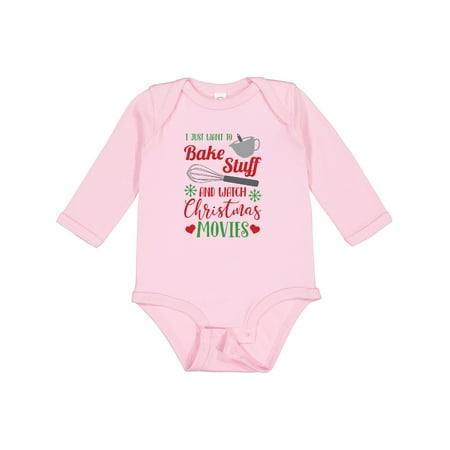 

Inktastic I Just Want to Bake Stuff and Watch Christmas Movies Gift Baby Boy or Baby Girl Long Sleeve Bodysuit