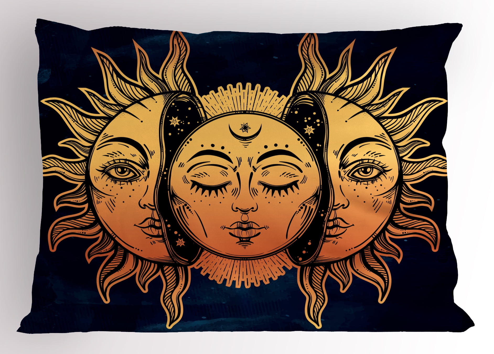 Psychedelic Pillow Sham Moon and Sun with Many Fractal ...