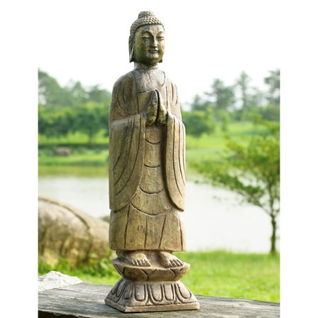 Meditating Buddha Natural Resin Garden Sculpture