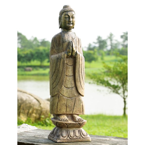 Meditating Buddha Natural Resin Garden Sculpture