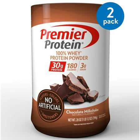 (2 Pack) Premier Protein 100% Whey Protein Powder, Chocolate Milkshake, 30g Protein, 1.75