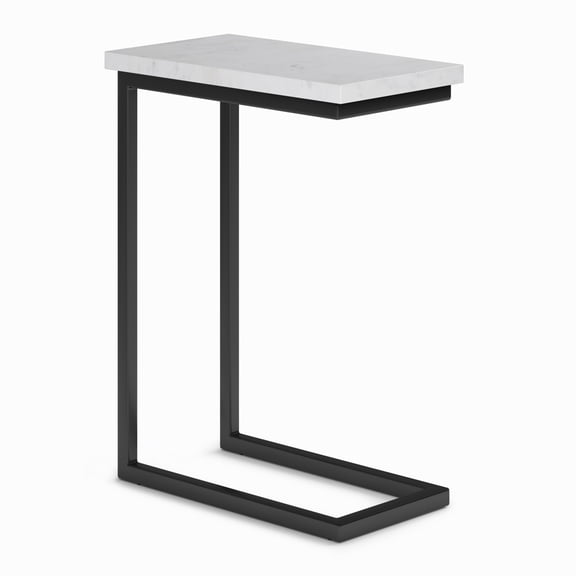 Miekor Furniture Skyler C Side Table with Genuine Marble Top in White/Black No7998