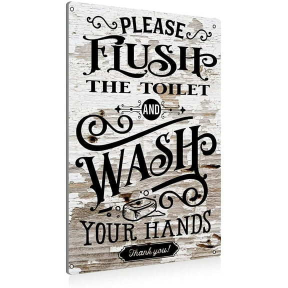 BEASTZHENG Rustic Bathroom Metal Tin Sign Wall Decor - Farmhouse Bathroom Quote Saying Tin Sign for Toilet Restroom Home Decor Gifts
