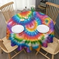 thumbnail image 3 of Colorful Rainbow Tie Dye Spiral Pattern Round Tablecloth 60"x60",Wrinkle Wipeable Table Cloth for Kitchen Dining Room Picnic Patio Party, 3 of 6