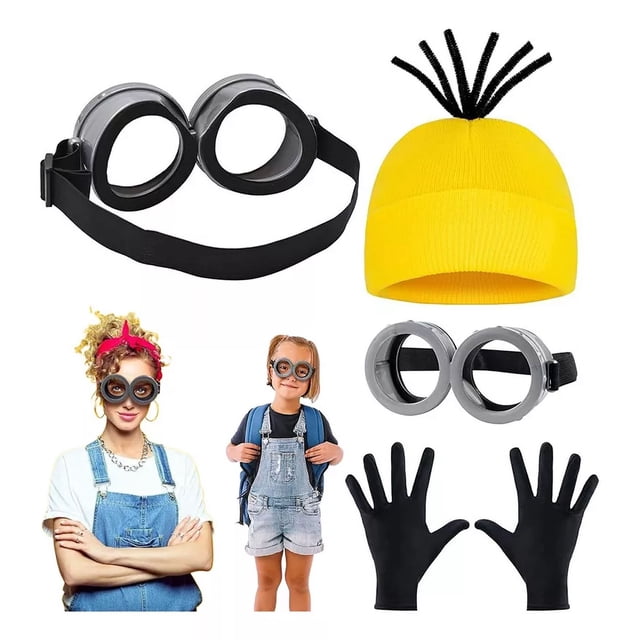 Cosplay Gorro Guantes Lentes Minions Disfraz Goggle Unitalla