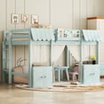 thumbnail image 6 of [Luckynote]Full Loft Bed with Built-in Bookshelf, Curtain, and Storage Shelf Amusement Park-Inspired Playful Design Safety Guardrails, Blue, 6 of 10