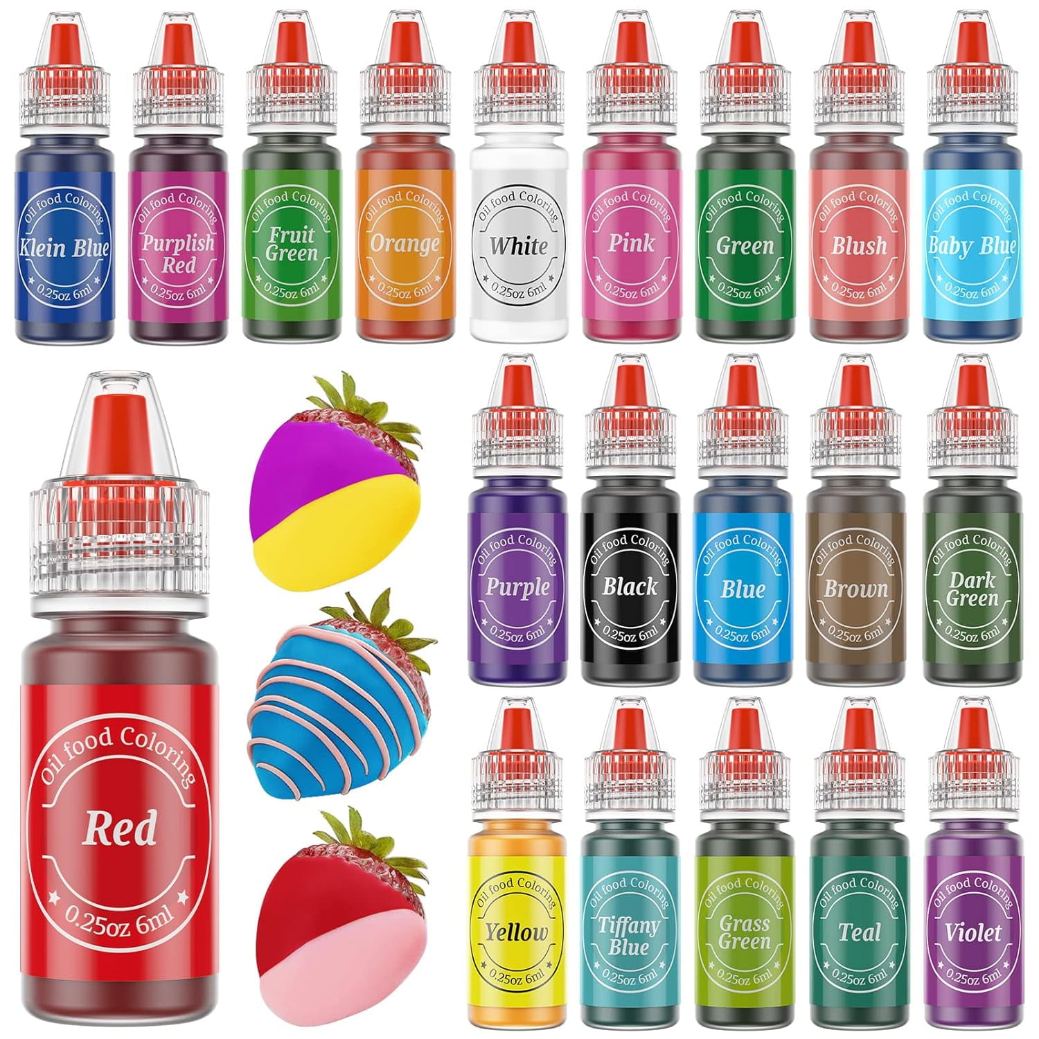 Oil Based Food Coloring for Chocolate, 20 Colors Food Coloring Set for Valentine's Day Cake Decorating - Nomeca Food Grade Edible Food Dye for Baking,Candy Melts Cookies Fondant - .25 Fl. Oz Bottles