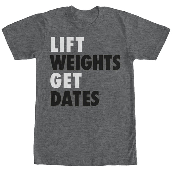 Men's CHIN UP Lift Weights Get Dates Graphic Tee Charcoal Heather 2X Large