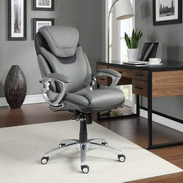 Serta Air Health Wellness Leather Executive Office Chair Light Grey Walmart Com Walmart Com