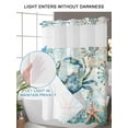 thumbnail image 4 of No Hook Coastal Crab Shower Curtain with Snap in Liner Set, Teal Nautical Beach Starfish Vintage Waterproof Fabric Bathroom Curtains with See Through Top Window, Hotel Style Modern 66 x 72 Inch, 4 of 7