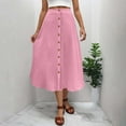 thumbnail image 2 of SHTXOZHI High Waisted Skirts for Women Summer Boho A-Line Button Casual Vacation Skirt, 2 of 7