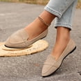 thumbnail image 5 of Women's Beige Suede Flat Loafers, Casual Slip-On Dress Shoes with Buckle Detail, 5 of 8