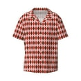 thumbnail image 4 of Uemuo Red and Brown Squares Pattern Cotton Linen Short Sleeve Shirts,Casual Lightweight Button Down Shirts,Vacation Beach Summer Tops-X-Large, 4 of 7