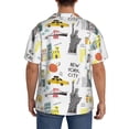 thumbnail image 3 of Lsque New York print Men's Cuban Collar Short Sleeve Shirt Summer Beachwear Casual Button Down Fashionable Vacation Leisure Shirt-Medium, 3 of 7