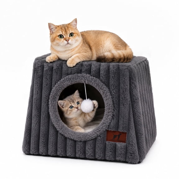 WATANIYA PET Cat Cave Bed, Covered Cozy Cat Tent, Small Indoor Cat House, Gray
