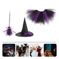 thumbnail image 2 of KAKOWELY 1 juego de disfraz de Halloween, accesorios de cosplay de bruja, sombrero de bruja, vestido y escoba, accesorio para fiesta de cosplay, 2 of 5