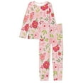 thumbnail image 4 of Renewold Women's Soft Long Sleeve Pajamas Set Pink Flower Ribbons Print Top and Pants Pjs Fall Winter Vacation Lounge Sleepwear Sets with Pockets Size 6XL, 4 of 5