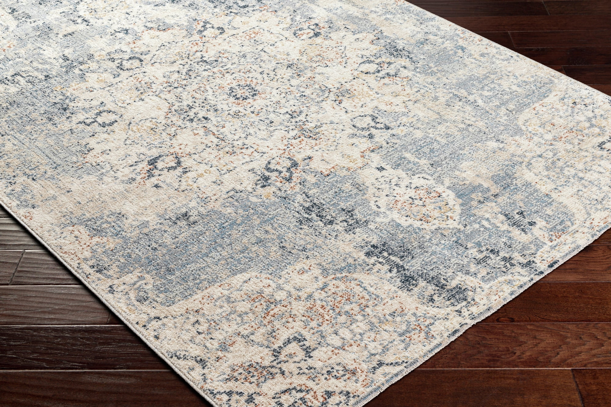 Mainstays Abstract with Fringe 5'2" x 7' Area Rug for Living Room Bedroom Ivory