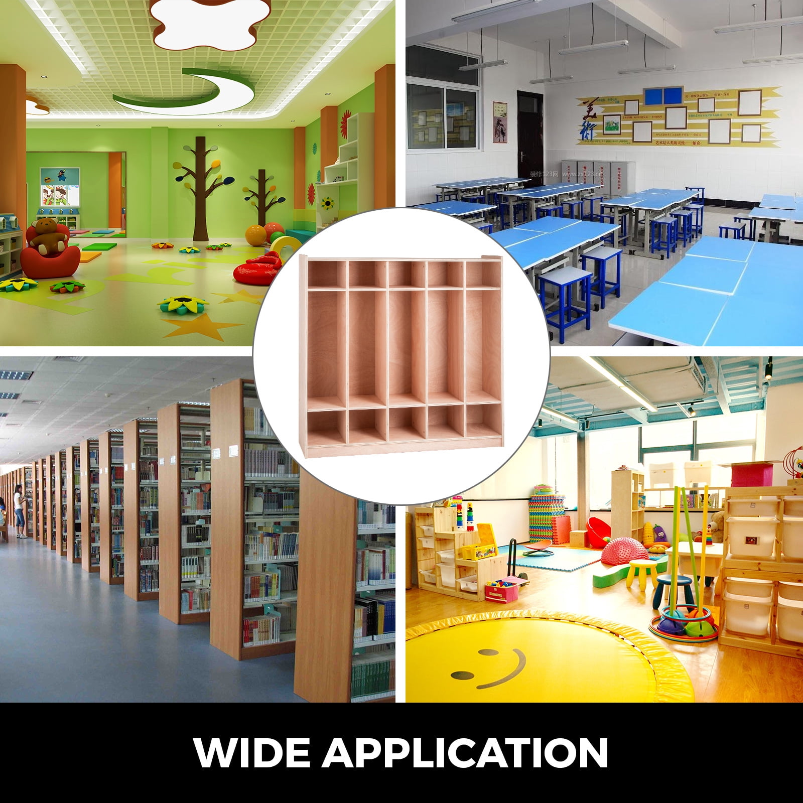 VEVOR 5 Grids Classroom Storage Cabinet Preschool Coat Cubby Lockers 48.4 inch Plywood Birch Coat Locker for Home Toddlers And Kids