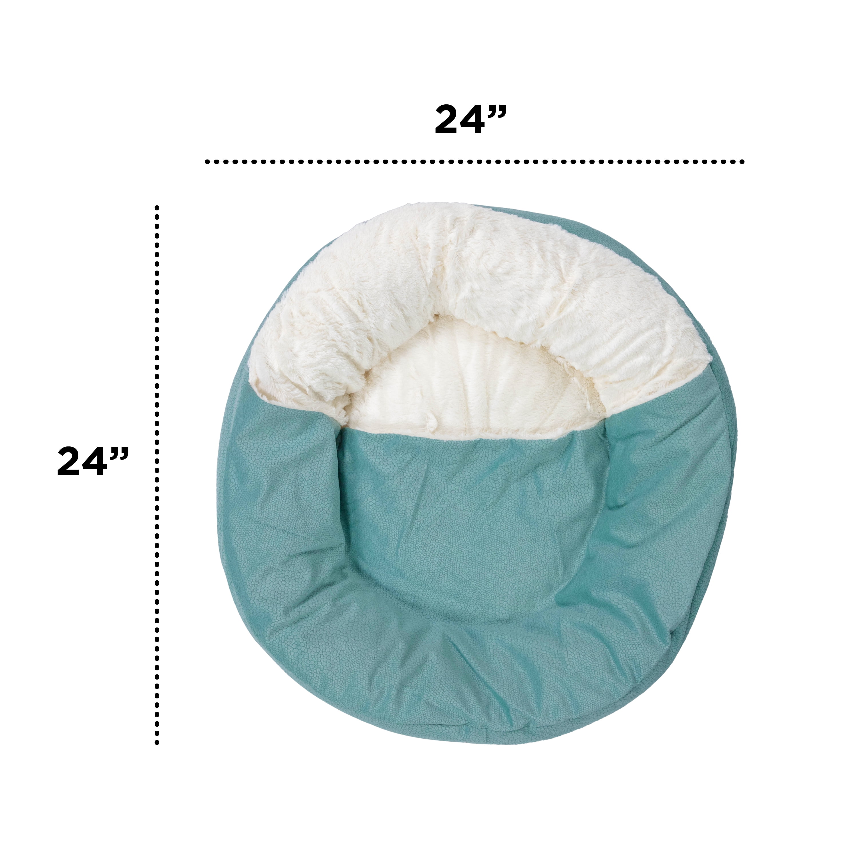 Best Friends by Sheri Cozy Cuddler Ilan Covered Cat and Dog Bed with Attached Blanket, Tide Pool Blue, 24"x24"