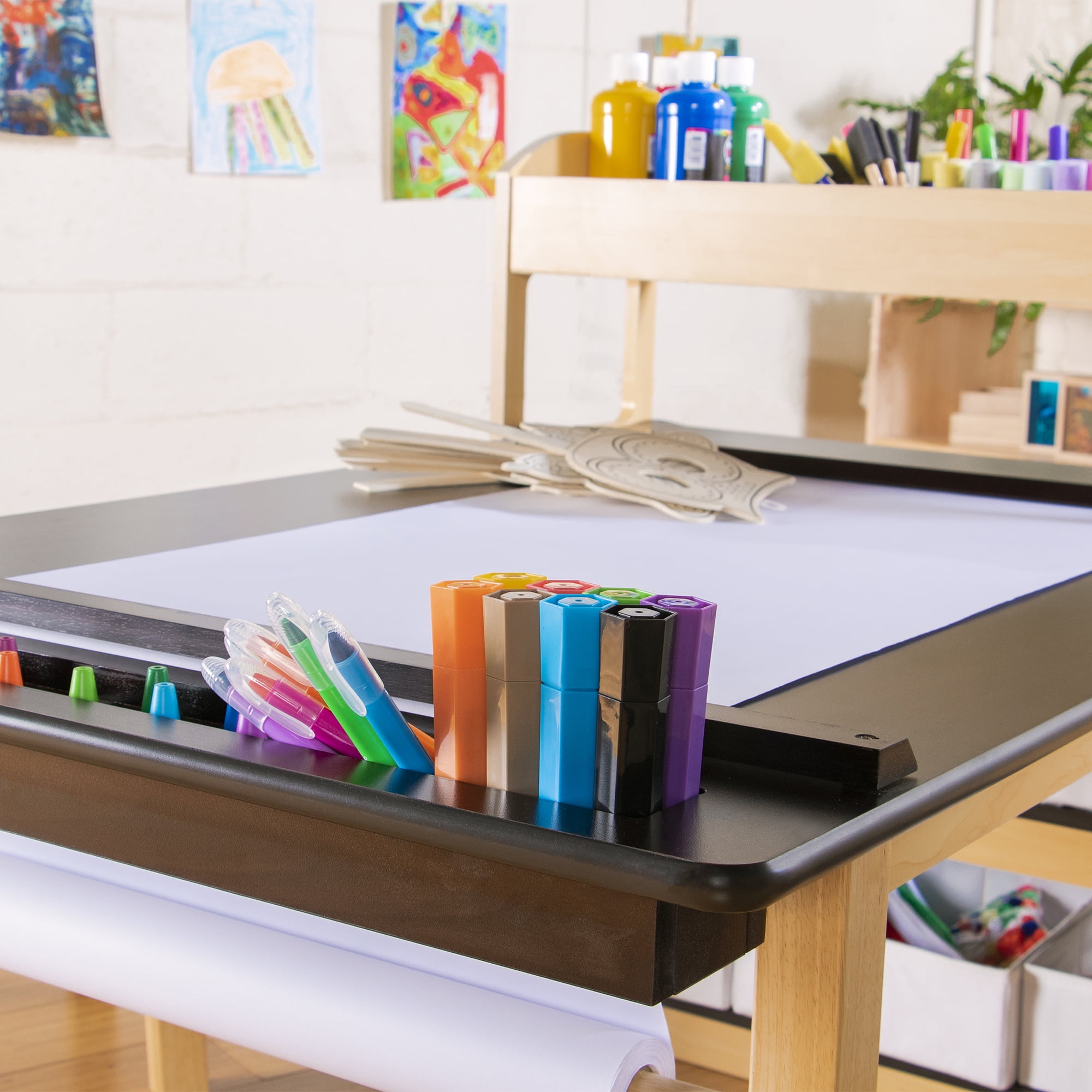 Guidecraft Desk To Easel Art Cart: Kids' Folding Craft And