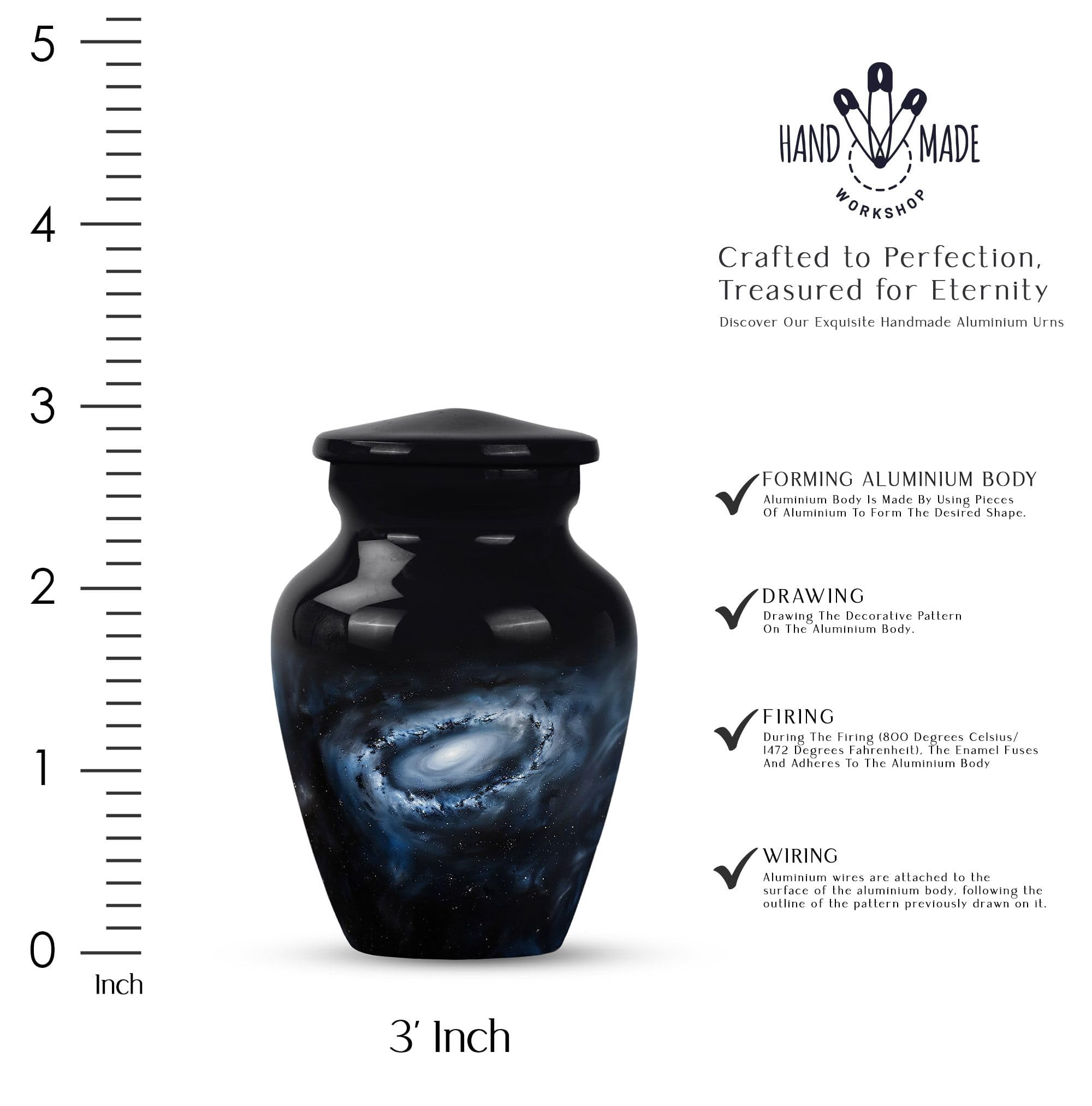 SUBSH Cosmic Galaxy Urn - Mini Urn Sets - Adult Urns for Human Ashes Women - Cremation Urn Human Ashes - Cremation Urns for Adult Ashes Men - (3 INCH Pack of 1)