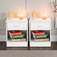 thumbnail image 2 of Hassch Set of 2 Nightstands with Drawer and Open Shelf, 2-Tier Bedside Table, Modern Minimalist Design for Modern Bedrooms (White), 2 of 8