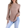 thumbnail image 4 of INSPIRE CHIC Long Sleeve Tunic Tops for Women's Mock Neck Puff Sleeve Casual Blouse, 4 of 5