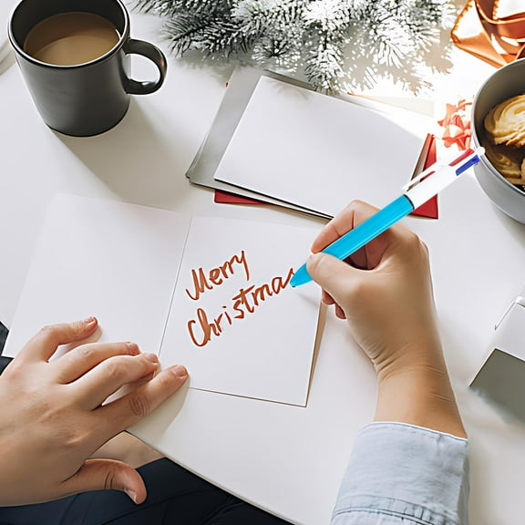 Qonioi 4-Color Multi Ballpoint Pen, Retractable Ink Writing Tool with Ergonomic Barrel, Multi-Functional Marking Pen, Four-in-One Pen