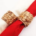 thumbnail image 2 of leyfeng Hebilla de servilleta tejida de jacinto de agua Natural, anillos de servilleta de granja, soporte de hebillas de servilleta de hierba trenzada hecha a mano, 2 of 7
