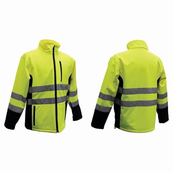 Hi-Vis Yellow Polyester Unisex Rain Jacket, 3XL