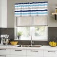 thumbnail image 5 of Blue Navy Striped Valances for Windows, Decorative Rod Pocket Window Valance Curtains, Simple Abstract Greyish Lines Art Short Curtain Drapes for Kitchen/Bathroom/Living Room, 2 Panels, 42" W x 12" L, 5 of 8