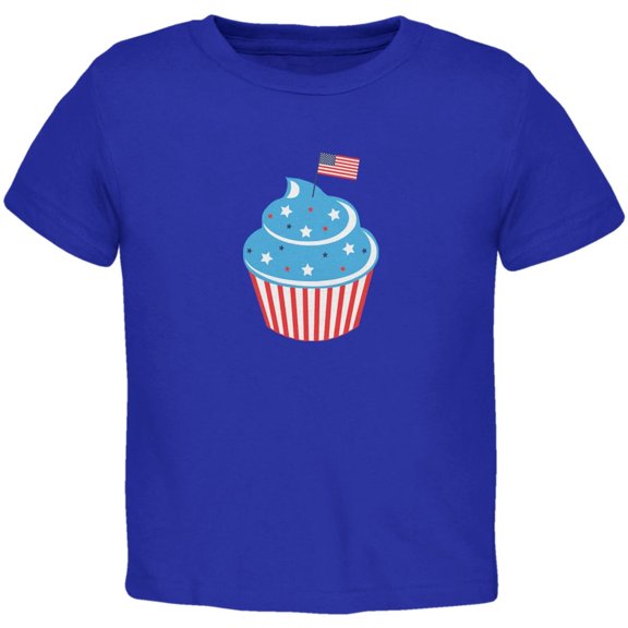 4th of July American Flag Cupcake Royal Toddler T-Shirt - 2T