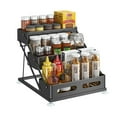 thumbnail image 1 of bedienty Three-Tier Spice Rack Wrought Durable And Sturdy, Stylish And Cabinet black Adjustable guide rai, 1 of 6