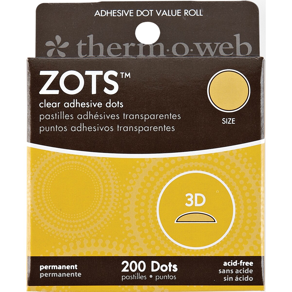 Zots Adhesive Dots 3D .5In Diam .125 Thick 200Ct Roll - image 2 of 2