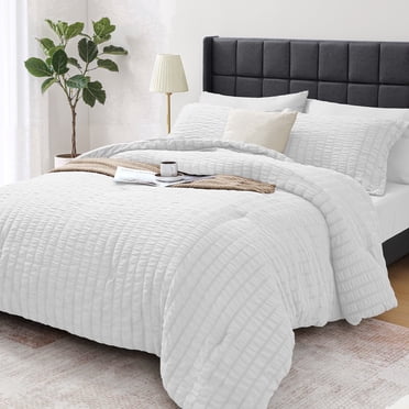 Vccoem 7 Piece Queen Comforter Set, Bed in a Bag with Sheets, Pillowcases & Shams, All Season Soft Bedding, Cozy and Lightweight, Machine Washable, White