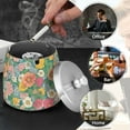 thumbnail image 4 of Yayeee Ashtray with Lid for Cigarette Smokeless Stainless Steel Home Ash Holder, Floral Pattern, 4 of 7