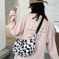 thumbnail image 4 of Women Chic Cow Pattern Shoulder Bag Large Capacity Plush Zipper Crossbody Pouch, 4 of 8