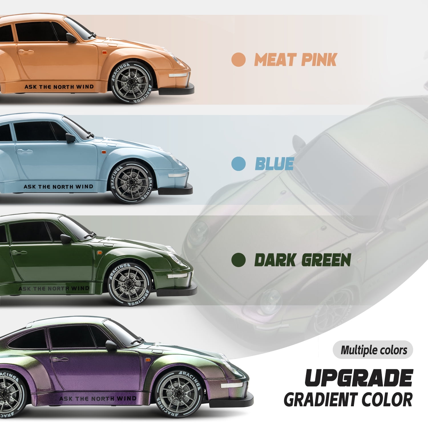 1:24 RC Drift Car,  2.4GHz Remote Control Car, 20KM/H 4WD High Speed RC Cars with LED Lights for Boys Girls,Orange