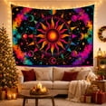 thumbnail image 3 of Sun Mandala Within Orbit Rings and Rainbow Clouds, Dreamy Psychedelic for Space Lovers, Cosmic Wall Art, Housewarming Gift, Tapestry Wall Hanging for Bedroom and Studio, 3 of 7