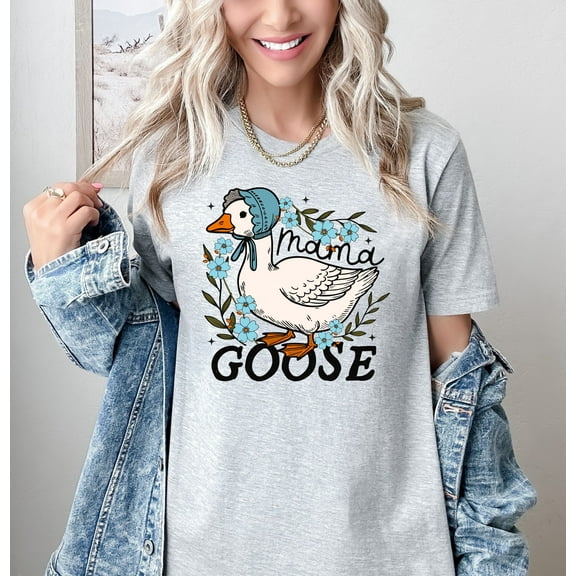 Moonlight Apparel Mama Goose Graphic Tee – Multicolor Funny Farm Animal Shirt for Women Cute Cotton Comfort Colors T-Shirt for Mother's Day, Gifts & Casual Wear