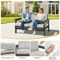 thumbnail image 3 of SERWALL Outdoor HDPE Patio Loveseat Sofa with Cushion,Weather-Resistant Patio Furniture for Poolside, Patio, Balcony, Porch & Backyard, Grey / Khaki, 3 of 10