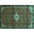 thumbnail image 1 of Ahgly Company Machine Washable Indoor Rectangle Persian Turquoise Blue Traditional Area Rugs, 8' x 10', 1 of 4