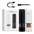 thumbnail image 1 of Portable USB Rechargeable Electric Grinder Set: 28g Compact Spice Mill for Pepper & Coffee Beans, Efficient Blades, Easy-to-Use Design, Durable Material, Home & Travel Kitchen Tool (Black & White), 1 of 6