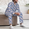thumbnail image 7 of Sikiie white Skull blue daisy Mens Pajama Set, Soft Warm Long Sleeve Sleepwear, Cozy Button-Down Pjs for Men-X-Large, 7 of 7
